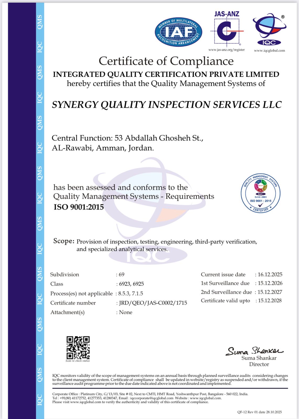 ISO 9001 CERTIFICATE QMS